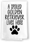 Honey Dew Gifts, A Spoiled Golden Retriever Lives Here, Flour Sack Towel, 27 Inch by 27 Inch, Cotton, Home Decor, Absorbent Kitchen Towels, Funny Towels, Dog Mom Gifts, Golden Retriever Accessories