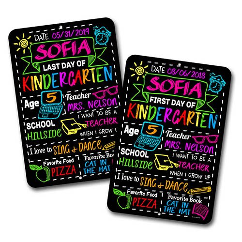 Reusable Photo Prop Signs First & Last Day of School Chalkboard Style ...