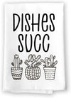 Honey Dew Gifts, Dishes SUCC, Flour Sack Towel, 27 Inch by 27 Inch, 100% Cotton, Home Linen, Dish Towel for Kitchen, Tea Towels, Home Decor, Absorbent Towel, Kitchen Towel, Funny Towel, Cactus Decor