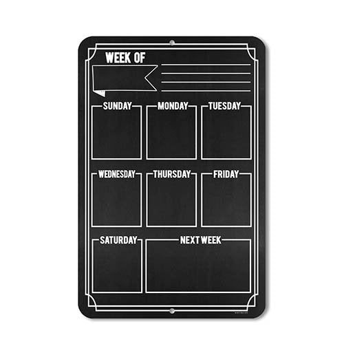 Chalkboard Style Weekly Calendar
