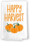 Honey Dew Gifts, Happy Harvest, Flour Sack Towel, 27 inch by 27 inch, 100% Cotton, Cute Hand Towels, Fall Handtowels, Fall Towel, Pumpkin Decor, Decorative Towels