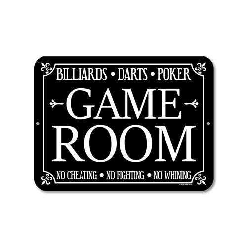 Billiards, Darts, Poker 9 x 12 inch Metal Aluminum Novelty Sign Decor, Game Room Decor