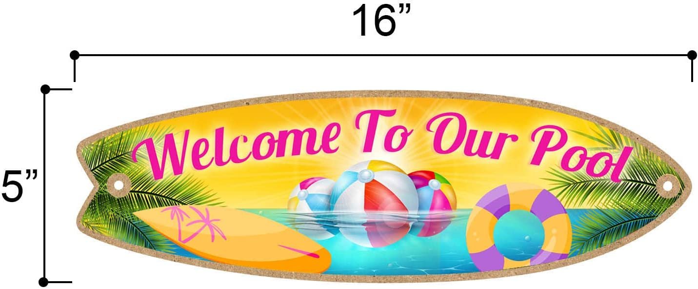 Honey Dew Gifts, Welcome Beach Bums, Wall Hanging Sign, 16 inch by 5 inch, Made in USA, Summer Porch Decor, Summer Decoration for Home, Surf Decor, Wooden Surfboard, Hawaiian Decor, Housewarming Gift