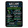 Large First Day of School Blue and Green Chalkboard Style Photo Prop Tin Sign 12 x 18 inch - Reusable Easy Clean Back to School, Customizable with Liquid Chalk Markers (Not Included)