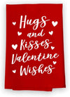 Honey Dew Gifts Kitchen Towels, Hugs and Kisses Flour Sack Towel, 27 inch by 27 inch, 100% Cotton, Multi-Purpose Towel, Valentine's Day Decorations