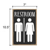 Restroom 7 inch by 10.5 inch Hanging, Unisex Restroom Door Signs, Wall Art, Decorative Wood Sign, Home Apartment Business, Bathroom Decor